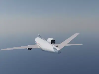 Fictional V-Tail Tri-Jetliner Dorsal Engine Concept Transport Low-poly 3D model