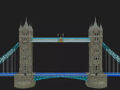 London Tower Bridge  Low-poly 3D model