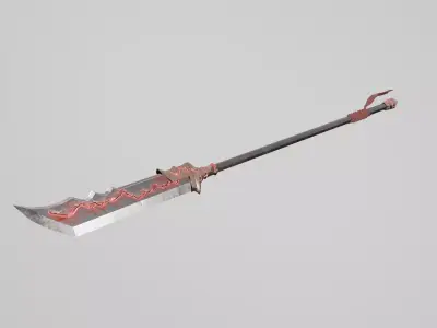 Low Poly Bloodforge Guandao - Chinese Polearm - Game Ready PBR Low-poly 3D model