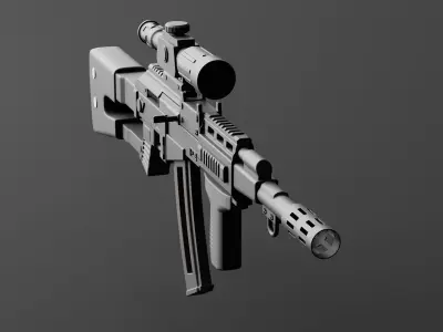 Assault Rifle Gun Low-poly 3D model