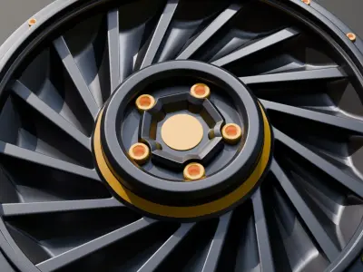 Black car sports wheel rim 3D model