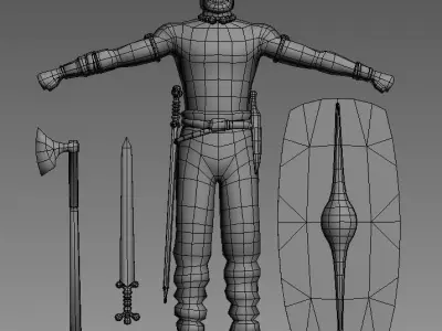 Greid celtic warrior Low-poly 3D model