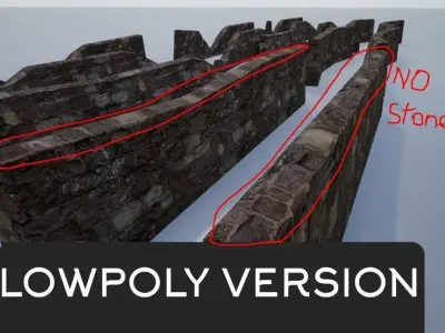 Modular Stone Walls Low-poly 3D model