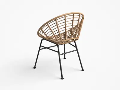 Shell outdoor Dining Chair wicker Low-poly 3D model