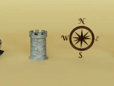 Military objects low poly Low-poly 3D model