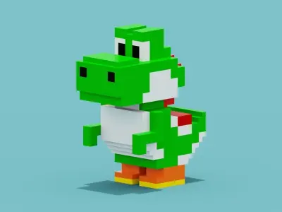 Voxel Dinosaur  Yoshi Low-poly 3D model