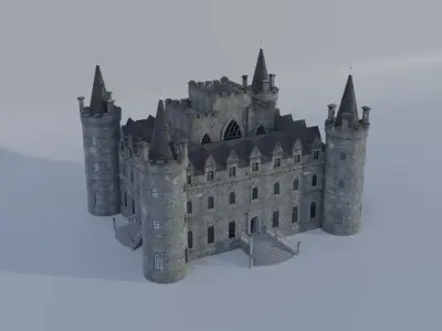 Medieval Central Castle Low-poly 3D model