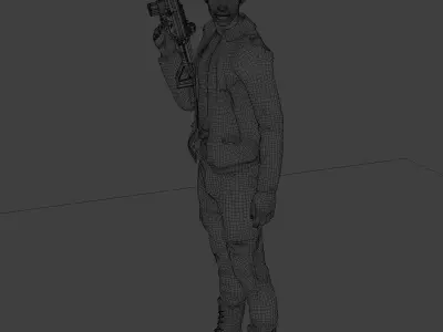 Male Game Ready Model man holding gun Low-poly 3D model