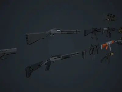 Weapons Pack Low Poly Mobile Ready Low-poly 3D model