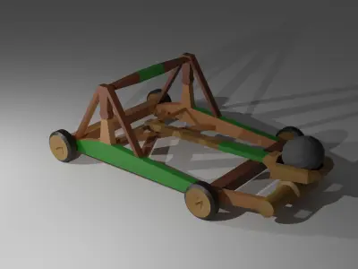 Medieval War Catapult Lowpoly Low-poly 3D model