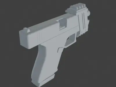 Glock 19 3D model Blender Low-poly 3D model