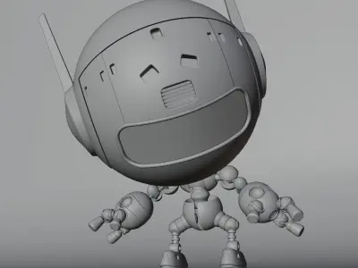 Robot wearing helmet Low-poly 3D model