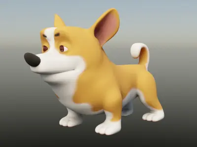 Cartoon Corgi Dog 3D model