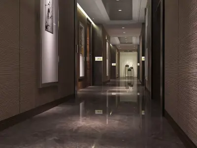 Modern Luxury Hotel Corridor Design 3D model