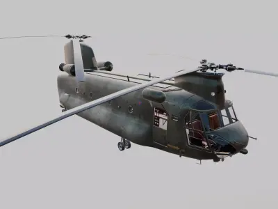 CH 47 Chinook Military Transport Helicopter with Interior 3D model