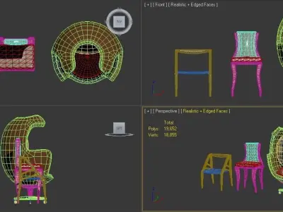 Furniture Set 2 egg shaped chair Free low-poly 3D model