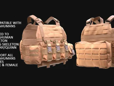 Plate Carrier 18 - All MH Bodies and UE5 Skeletons - Rigged Low-poly 3D model