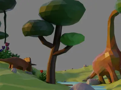 Dinosaur Board Low-poly 3D model