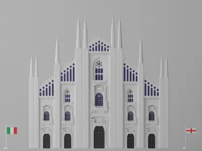 Milan Cathedral Duomo di Milano Facade Low-poly 3D model
