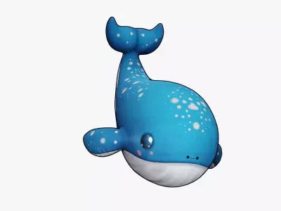 Whale Plushie Cartoon Chibi PBR Low-poly 3D model