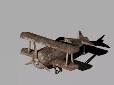 Rusty Vintage Biplane - Low-Poly 3D Model for Games  Animation Low-poly 3D model
