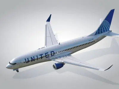 Boeing 737-800 United Air lines Low-poly 3D model