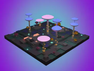 Magic Mushroom Biome Low-poly 3D model