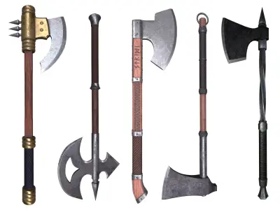 Medieval axes pack 3D Model Collection