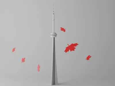 Lovely CN Tower Toronto Low-poly 3D model