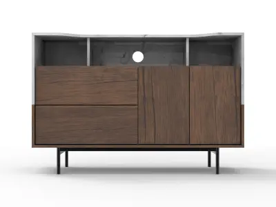 Modern FlatPack Credenza Cabinet Free 3D model
