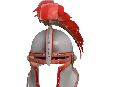 Battered Steel Medieval Helmet 3D model