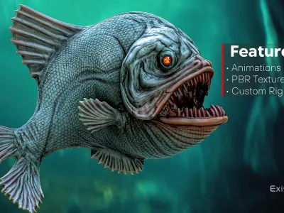 The Piranha Fish - Ocean predator - Pirana 3d model - 10 Low-poly 3D model
