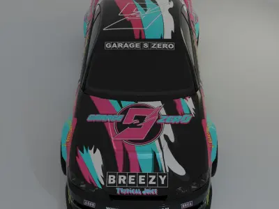 Breezy S15 Drift Car Rigged Free 3D model