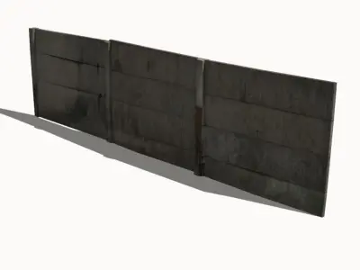 Concrete Fence Wall Low-poly 3D model