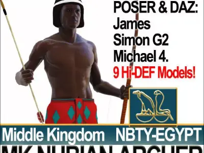 Ancient Egypt Archer Props Nubian Poser Daz 3D model