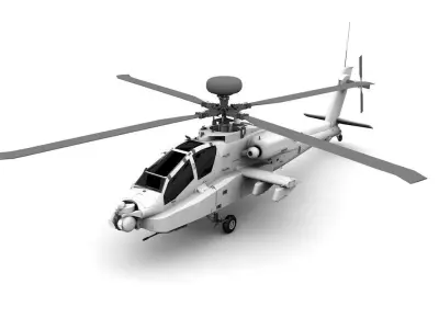 AH-64D Apache Helicopter Low-poly 3D model