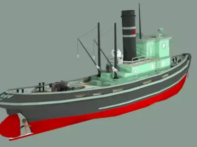 Old Fishing Boat B Low Poly 3D Model Low-poly 3D model