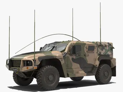 Hawkei PMV 4x4 High Mobility Protected Vehicle Rigged 3D Model