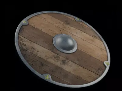 Battle Shield Worn Low-poly 3D model