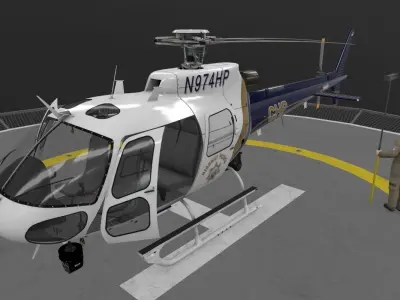  AS-350 California Highway Patrol Animated Low-poly 3D model