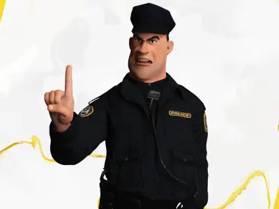 Rigged Police Officer Toon Character Toon Cop Low-poly 3D model