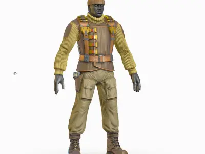 High Poly Male Technician Sweater Leather Jacket Low-poly 3D model