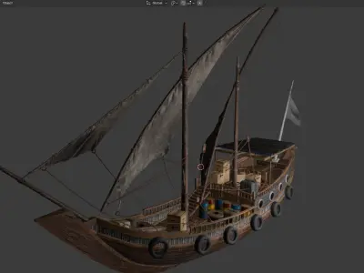 Arabian Dhow Ship Low-poly 3D model