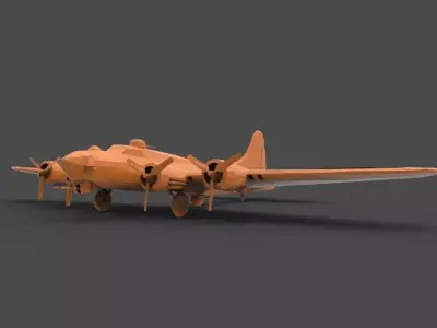 B - 17 orange airplane 3D print model