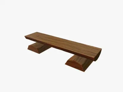 Cartoon WoodenBench Low-poly 3D model
