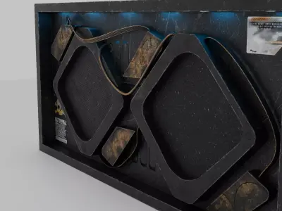 Cyberpunk Sci-Fi Industrial Wall Control Panel Low-poly 3D model