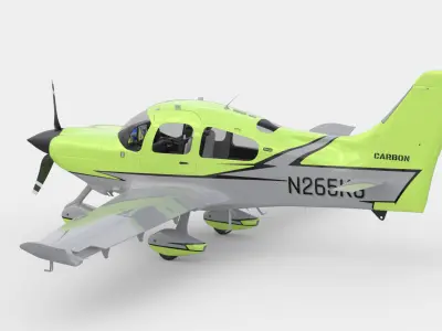 Aircraft Propeller Carbon Lime Low-poly 3D model