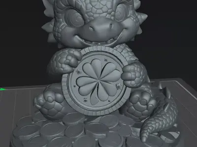  Lucky Baby Dragon Cute Coin Guardian 3D print model