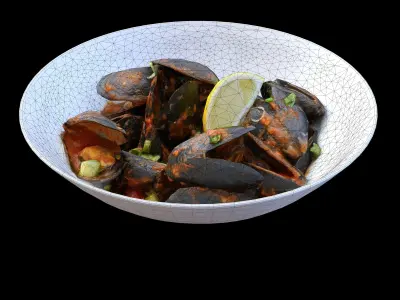 MUSSELS MARINARA Low-poly 3D model