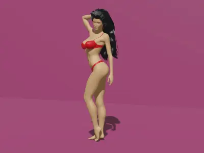 Hot Girl Low-poly 3D model